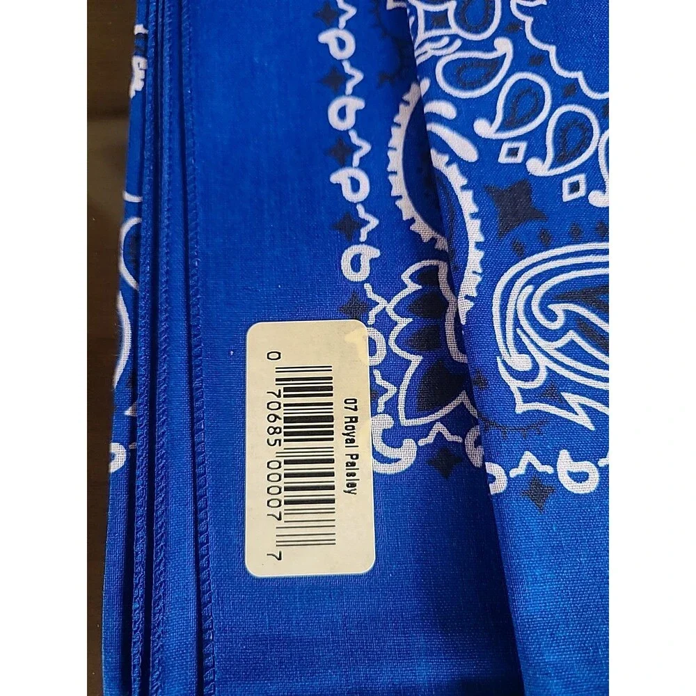 6 Pack Bandana 100% Cotton Blue Paisley Double-Sided Scarf Head Neck Face Mask